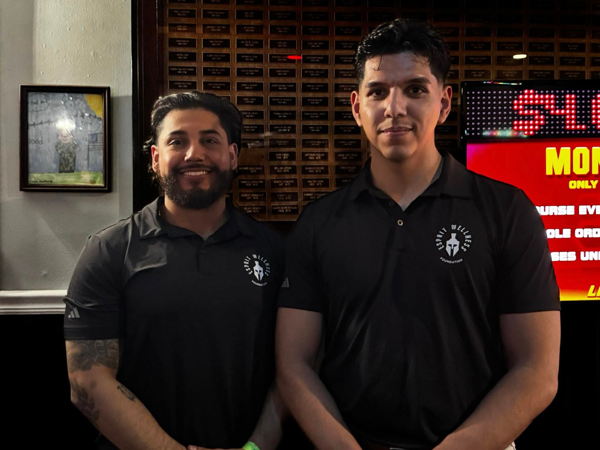 Damian Garcia and Rogelio Villa, co-founders of Esprit de Corps Foundation, at a Chicago veteran event