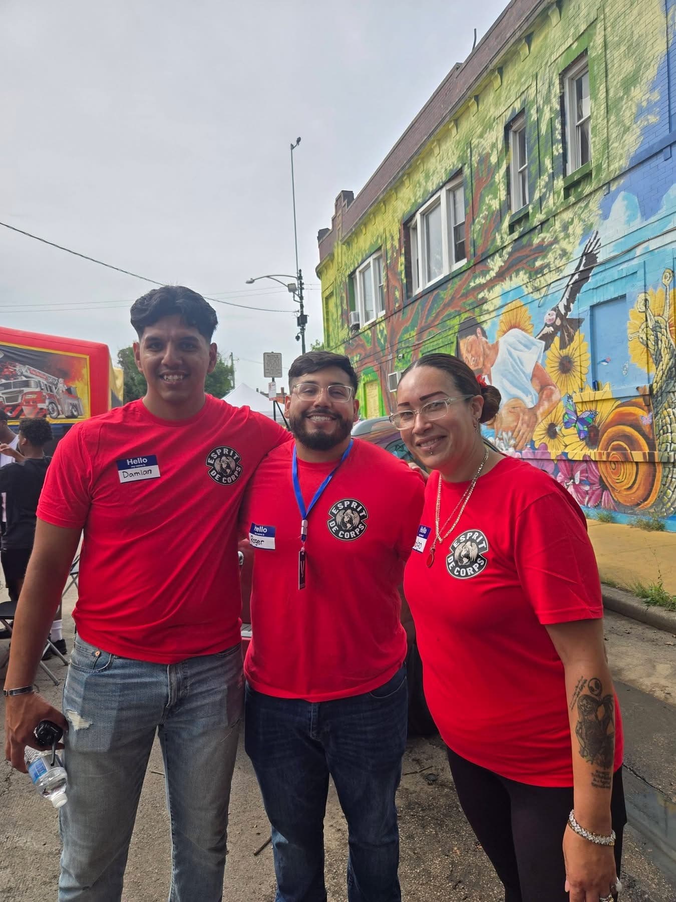 Rogelio, Indigo, and Damian from the Esprit de Corps Foundation team
